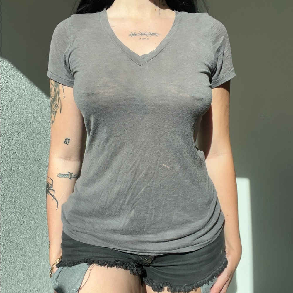 grey v neck tshirt